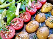 Rezept: Buntes Beilagen-Blech mit Lamm-Koteletts Bild Nr. 4918 Buntes Beilagen-Blech mit Lamm-Koteletts - Rezept - Bild Nr. 4918