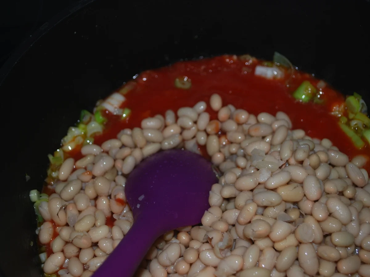 Cremige Tomaten-Bohnen-Suppe mit Garnelenspieß - Rezept - Bild Nr. 4935