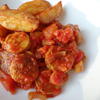 Currywurst-Gulasch mit Backkartoffeln - Rezept - Bild Nr. 4945