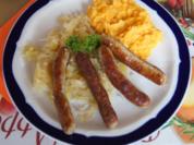 Ananas-Sauerkraut mit Nürnberger Rostbratwürsten und Süßkartoffelstampf - Rezept - Bild Nr. 4957