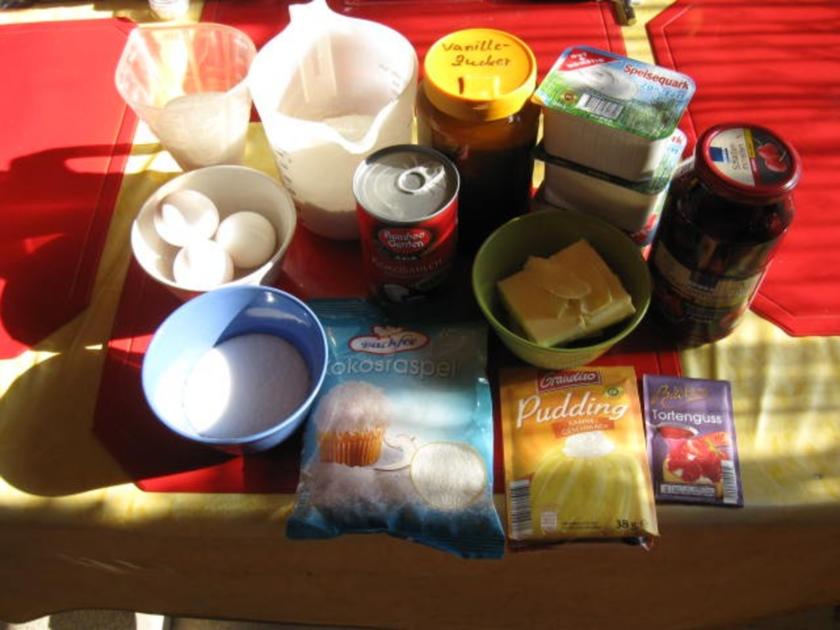 Käsekuchen mit Kokosmilch und Kirschen - schnell &amp; einfach - von manschie