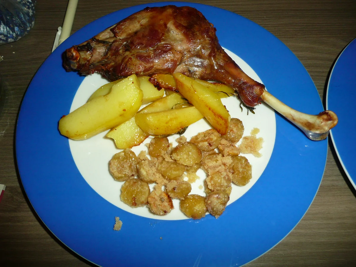 Gänsekeulen an Rosmarinkartoffel, kandierten Maronen + Chiccoreesalat - Rezept - Bild Nr. 5122