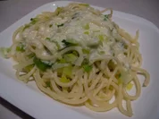 Lauchnudeln mit Käsesoße  - Rezept