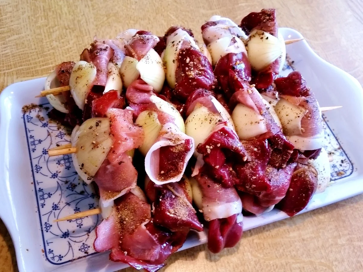 Hühnerlebern am Spieß - Rezept - Bild Nr. 6