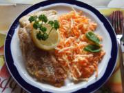 Fischfiletpfanne mit Möhren-Sellerie-Salat - Rezept