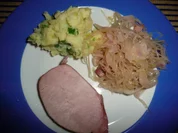 Kaiserbraten, Sauerkraut + Kartoffelstampf - Rezept