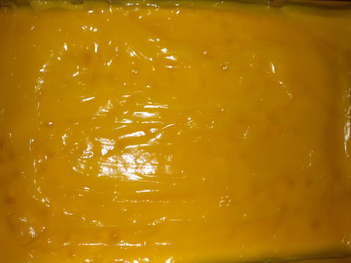 Blechkuchen mit Sahne und Orangenpudding - einfach - von Teufelchen44