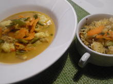Scharfes Fisch-Curry mit gebratenem Eier-Reis - Rezept