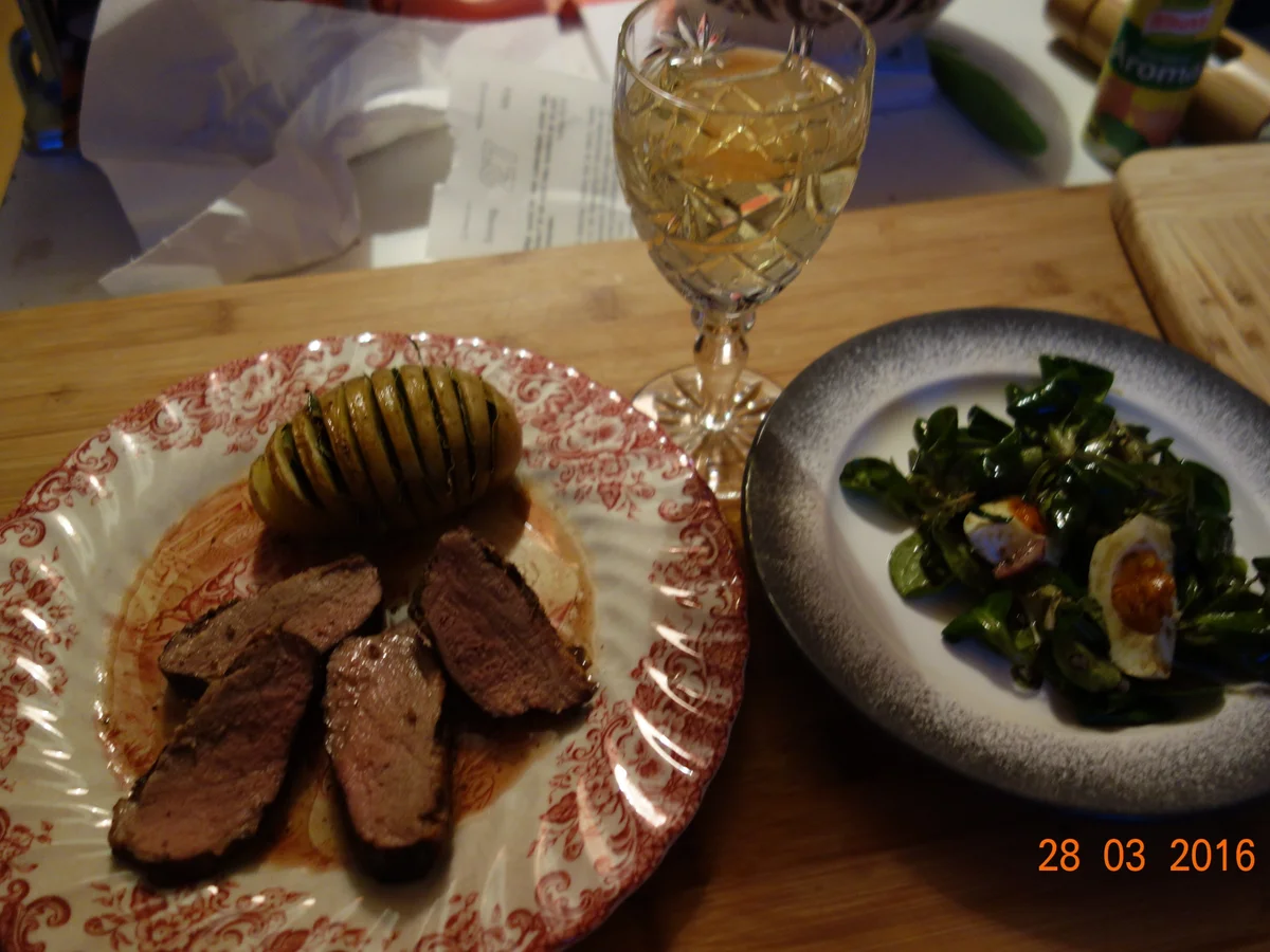 Rezept: Barbarie Entenbrust mit Fächerkartoffel; Bild Nr. 7 Barbarie Entenbrust mit Fächerkartoffel; - Rezept - Bild Nr. 7