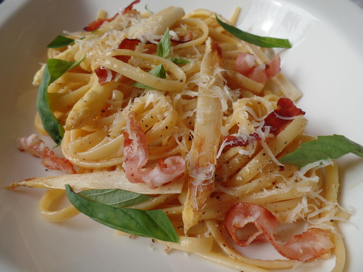 Spaghetti -Carbonara mit Spargel - Rezept