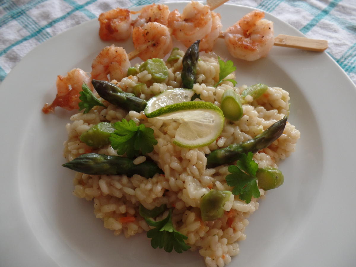 Grünes Risotto mit Garnelen - Rezept