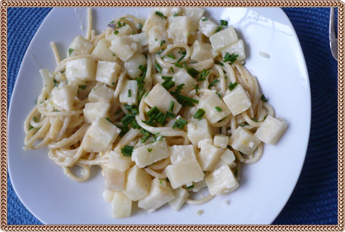 Spaghetti mit Zitronen - Sellerie - Rahmsoße - Rezept