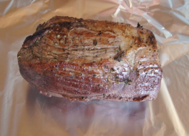 Rinderbraten im Römertopf mit grünen Bohnen und Knusper-Kroketten ...