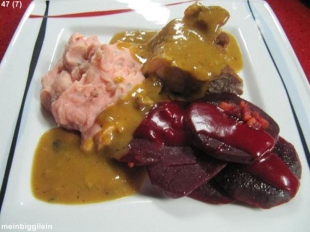 Schulterbraten mit Rote Bete Gemüse und Barbie Pürree - Rezept - Bild Nr. 12