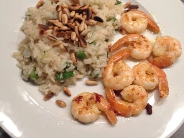 Frühlingszwiebel-Risotto mit Crevetten - Rezept