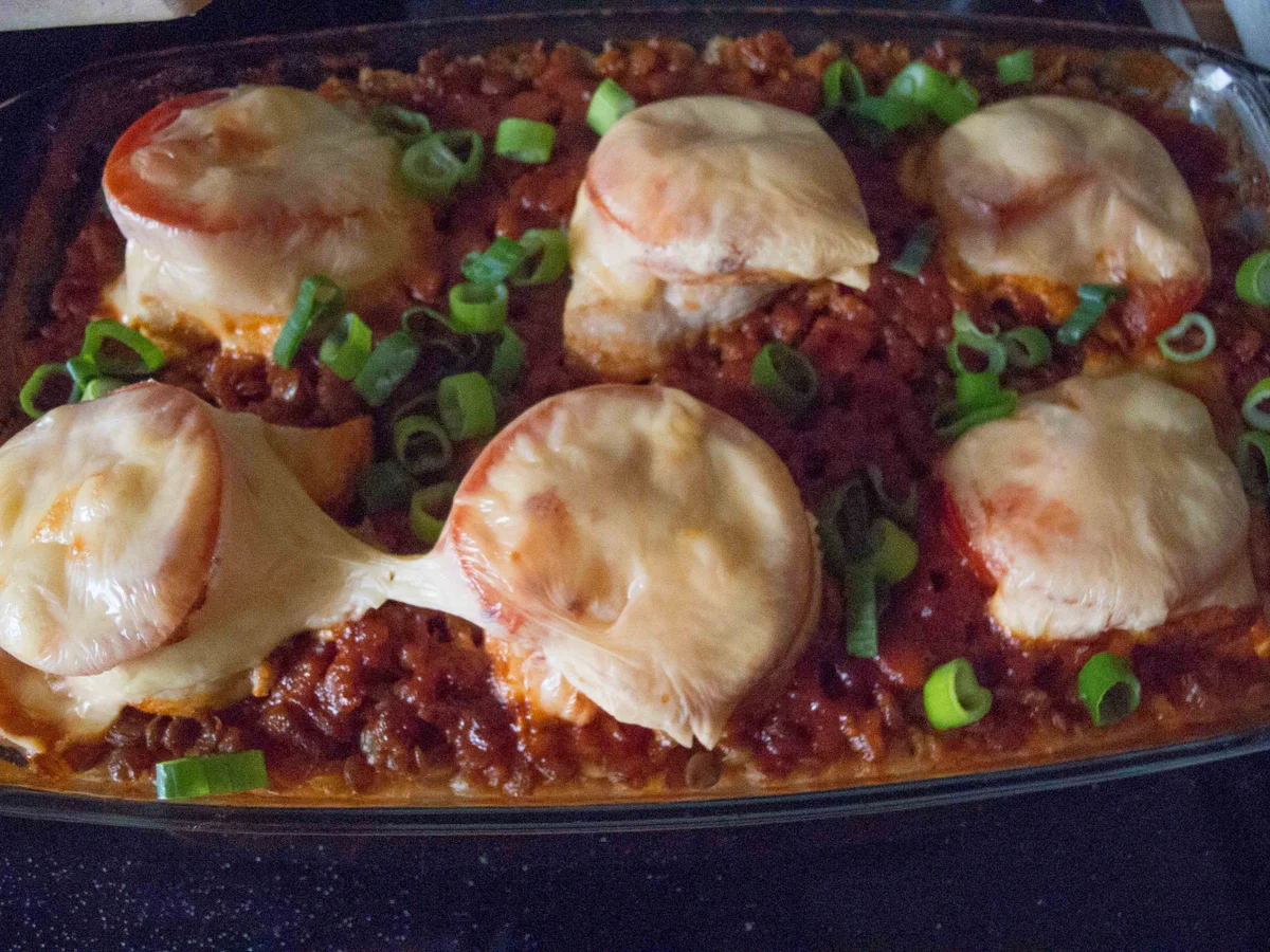 Gratinierte Hähnchenbrust auf Linsengemüse - Rezept - Bild Nr. 2