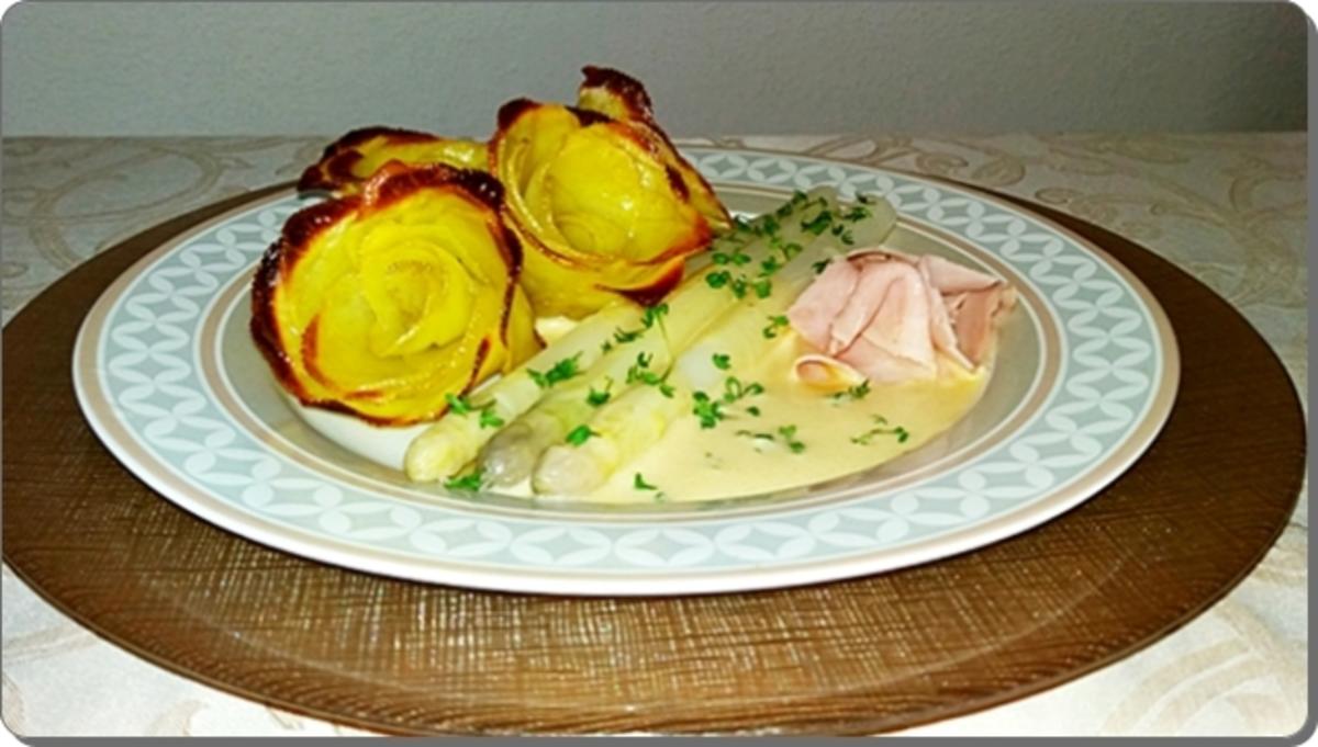 Spargeln, Kartoffel-Rosen, Prager Schinken und  Sauce Hollandaise - Rezept - Bild Nr. 19