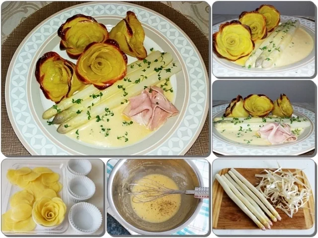 Spargeln, Kartoffel-Rosen, Prager Schinken und  Sauce Hollandaise - Rezept - Bild Nr. 21