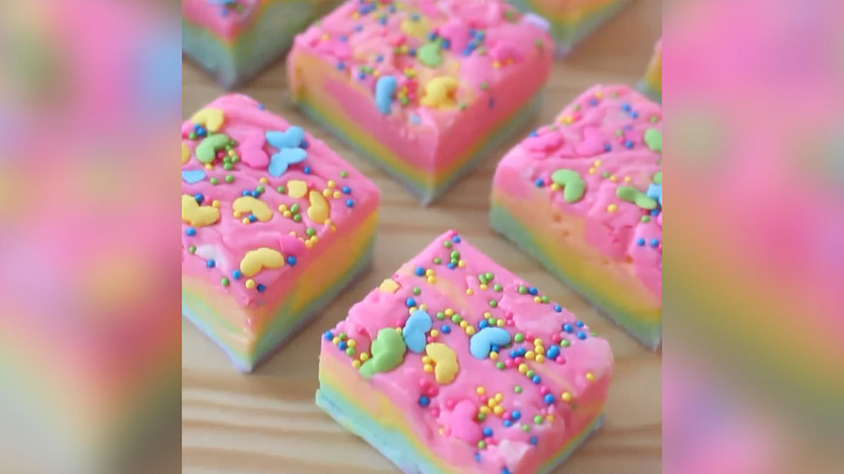 Regenbogen-Kuchen ohne Backen - Rezept