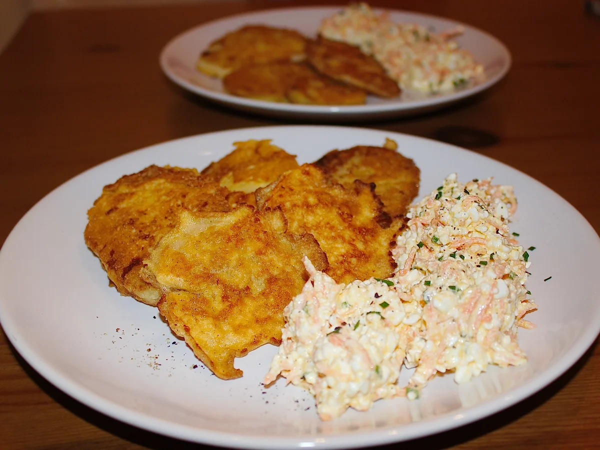 Kohlrabi-Piccata mit Karotten -Frischkäse - Rezept