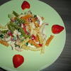 Fusilli Tricolore mit Champignons, Sahne, Paprika, Frühlingslauch. - Rezept - Bild Nr. 5