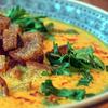 Karotten-Curry-Suppe mit Knoblauch-Zimt-Croutons - Rezept