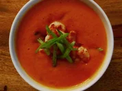 Rezept: Tomatensuppe mit Bohnen und Garnelen Tomatensuppe mit Bohnen und Garnelen - Rezept