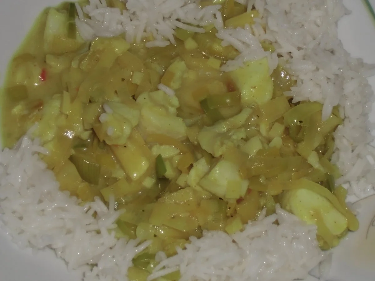 Rezept: Fisch Curry - Seelachs mit Ananas und Lauch Fisch Curry - Seelachs mit Ananas und Lauch - Rezept
