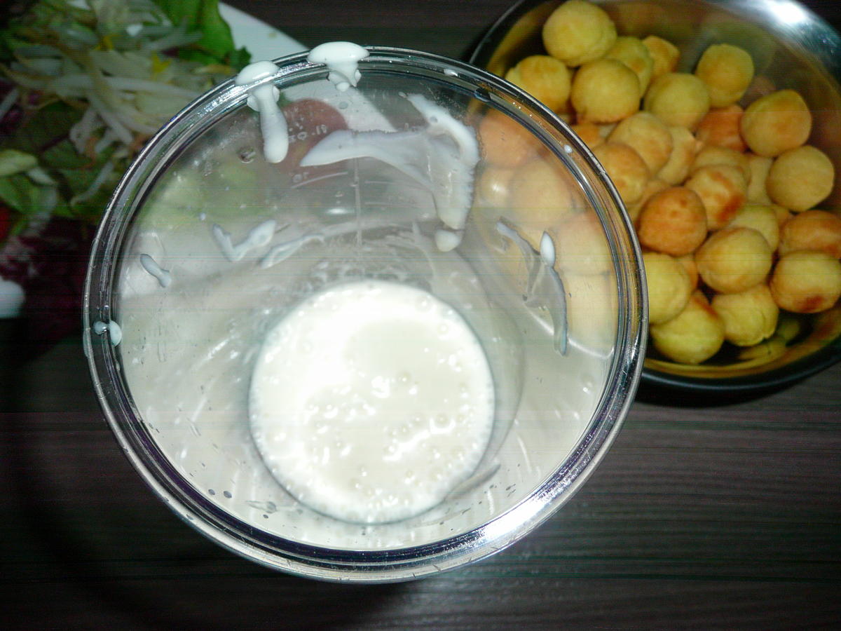 Gemischter Salat mit Sprossen zu Schwenkbraten + Kartoffelbällchen. - Rezept - Bild Nr. 4
