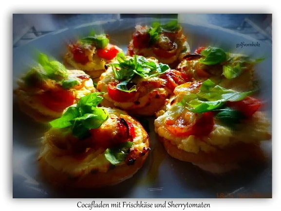 Cocafladen mit Frischkäse und Kirschtomaten - Rezept - Bild Nr. 5