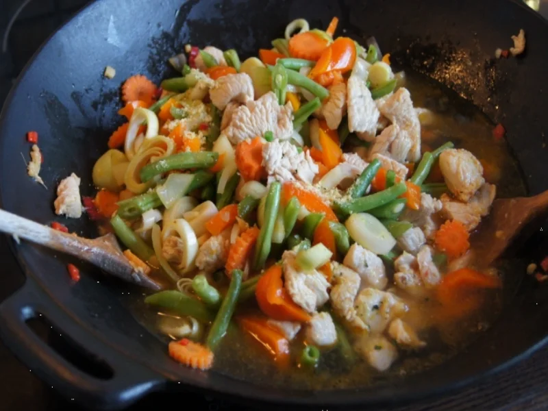 Rezept: Putenschnitzel mit Gemüse und Nudeln im Wok Bild Nr. 16 Putenschnitzel mit Gemüse und Nudeln im Wok - Rezept - Bild Nr. 16