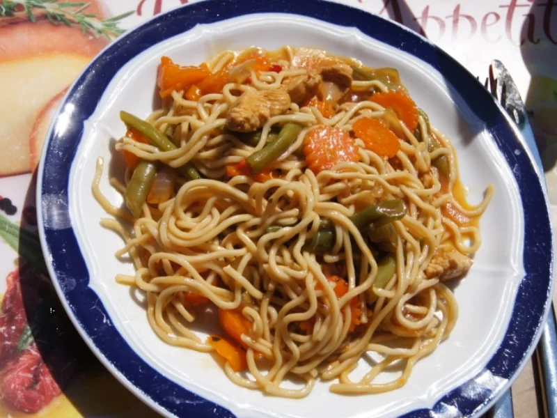 Rezept: Putenschnitzel mit Gemüse und Nudeln im Wok Bild Nr. 20 Putenschnitzel mit Gemüse und Nudeln im Wok - Rezept - Bild Nr. 20