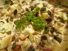 Kartoffelsalat mit Eiern, Cherrytomaten und Champignons - Rezept