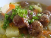 feines Gemüsetöpfchen mit Merquez Würstchen - Rezept