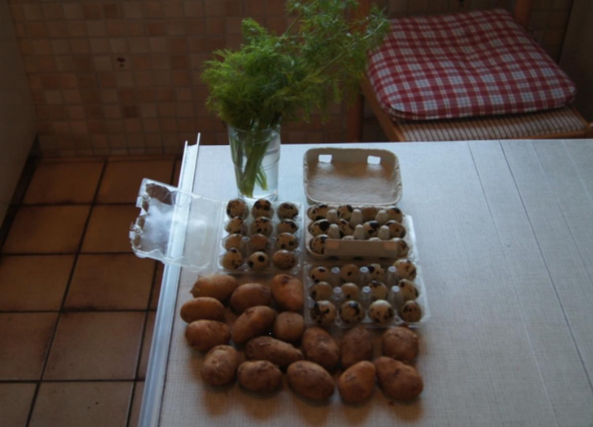 Wachteleier in Kräutersauce mit Frühkartoffeln und Rote Bete - Rezept - Bild Nr. 2