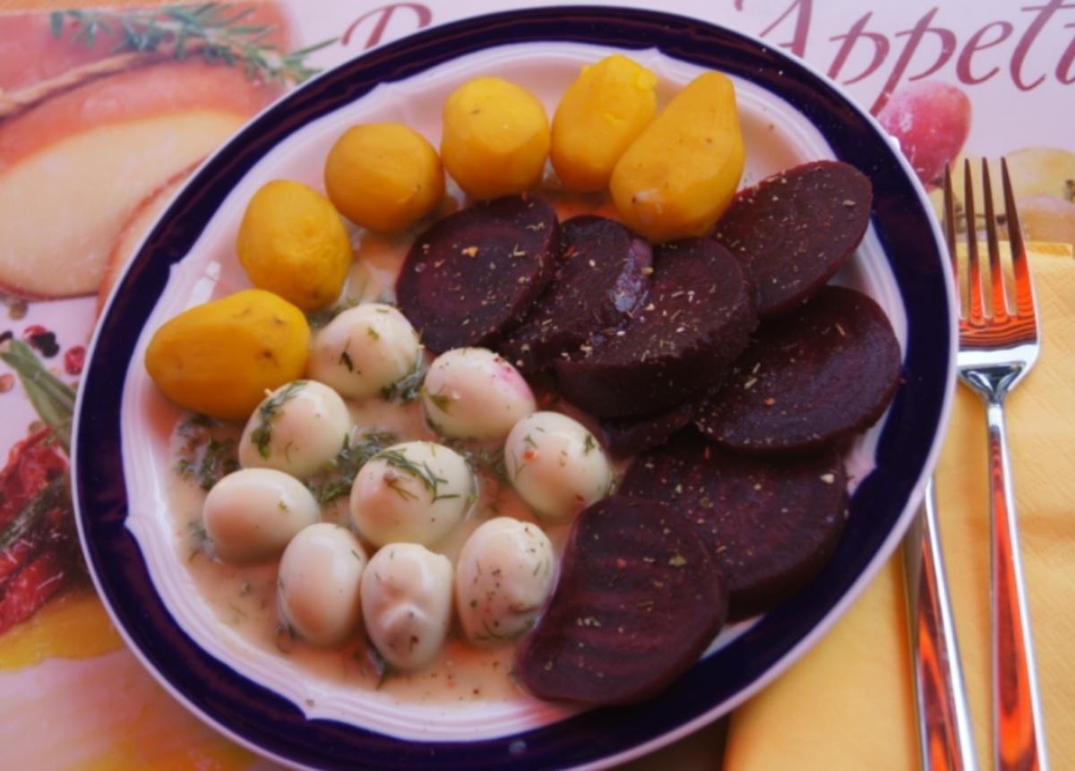 Wachteleier in Kräutersauce mit Frühkartoffeln und Rote Bete - Rezept - Bild Nr. 13