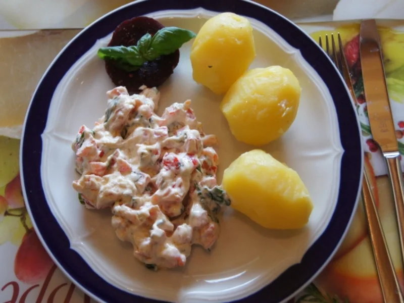 Quark mit Paprika, Basilikum und Pellkartoffeln - Rezept - Bild Nr. 5