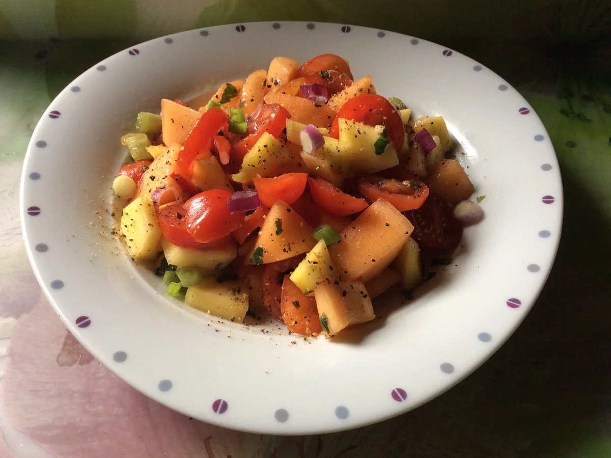 Mango-Melonen-Tomaten-Salat - Rezept - Bild Nr. 3