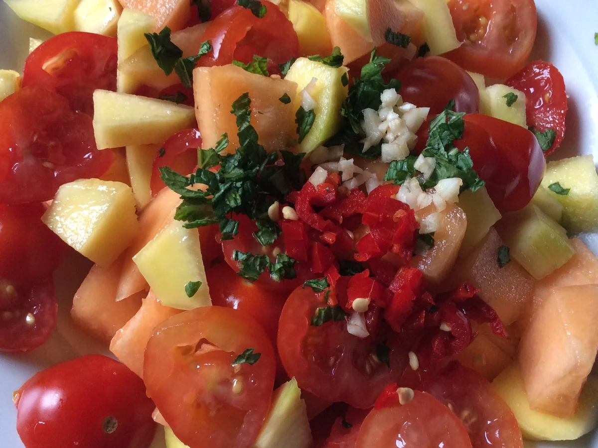 Mango-Melonen-Tomaten-Salat - Rezept - Bild Nr. 6