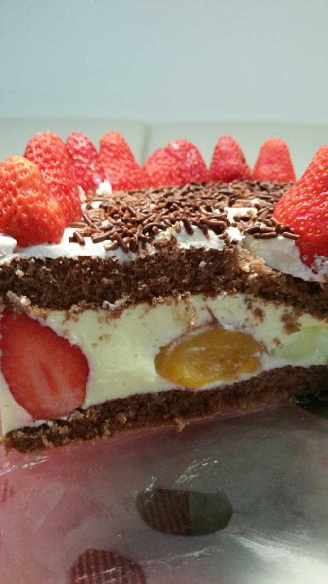 Erdbeer-Pfirsich-Joghurt Torte - Rezept - Bild Nr. 8