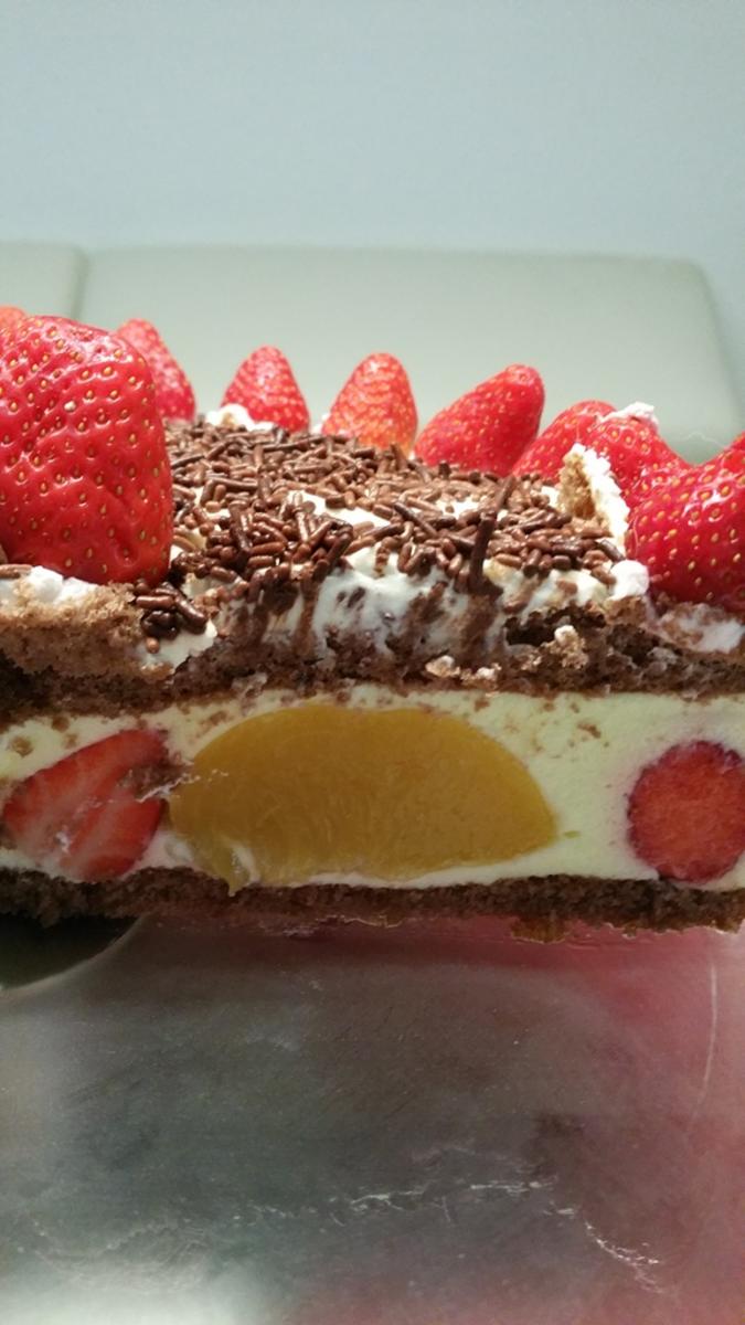 Erdbeer-Pfirsich-Joghurt Torte - Rezept - Bild Nr. 12
