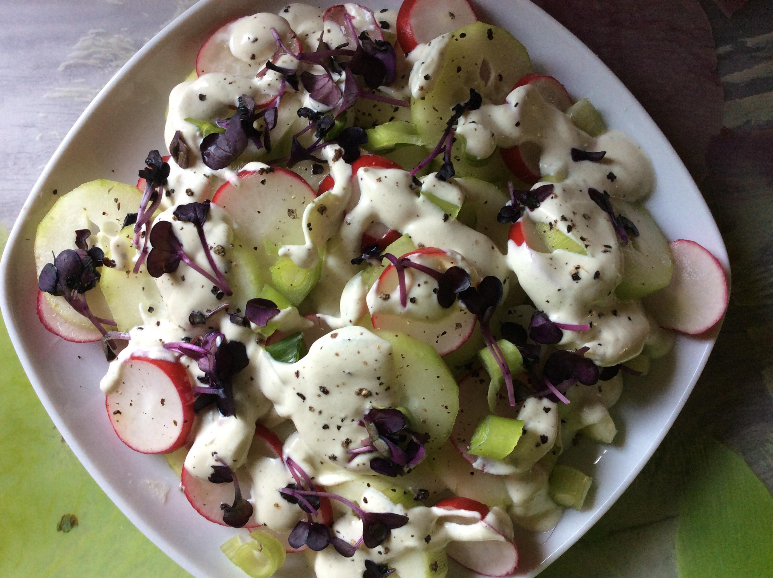 Bilder für Gurken-Radieschen-Salat mit Schmand Dressing - Rezept