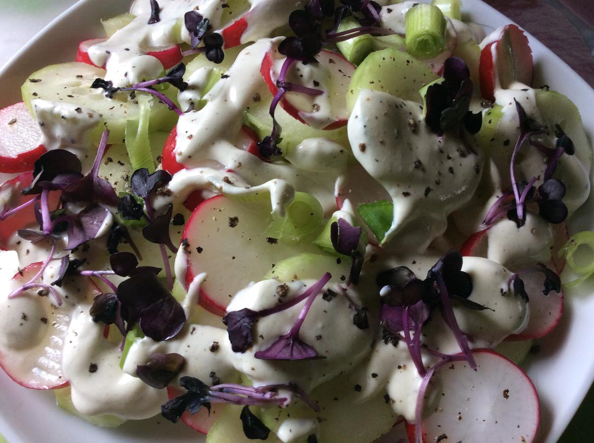 Gurken-Radieschen-Salat mit Schmand Dressing - Rezept - Bild Nr. 2