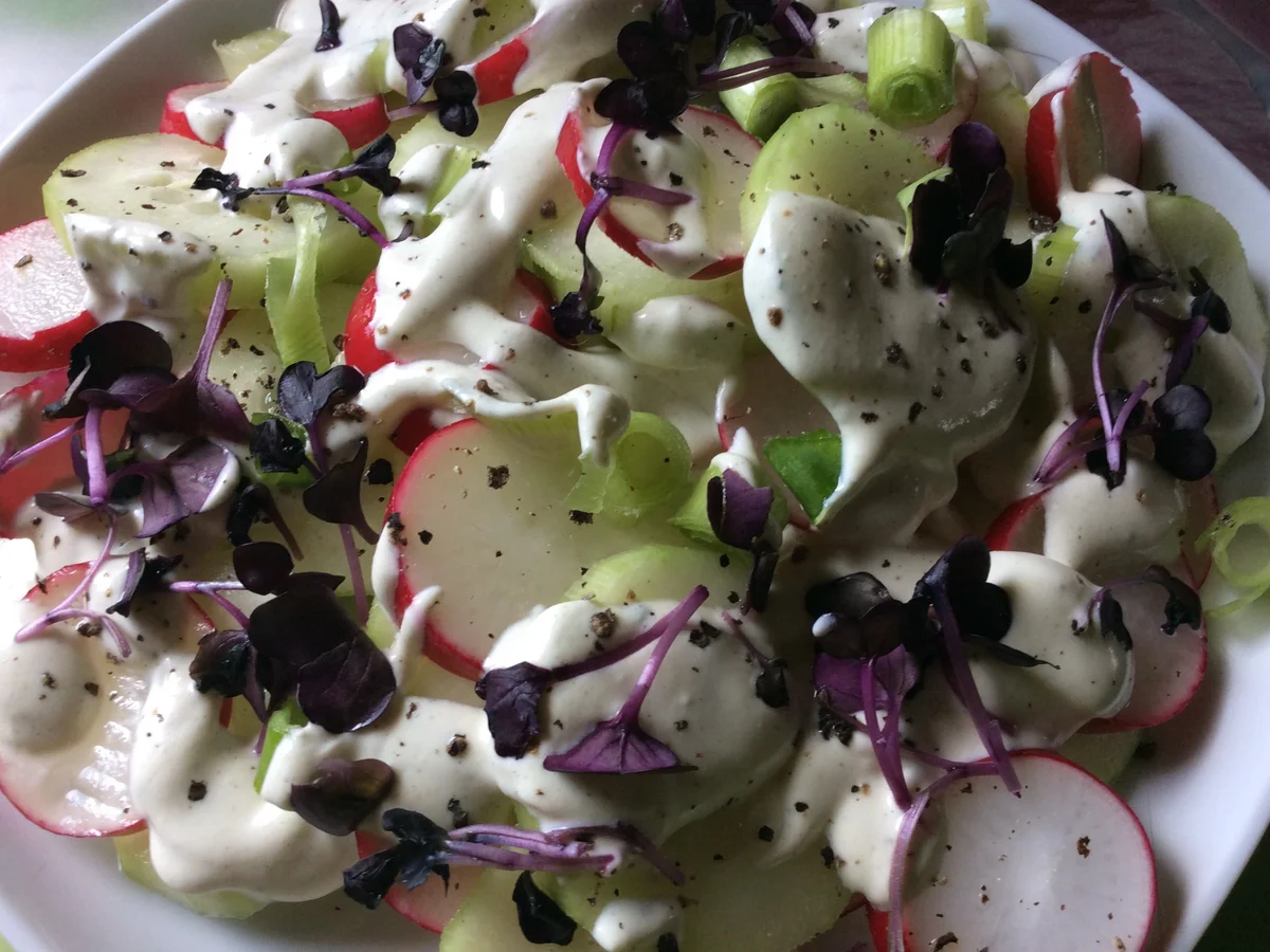 Rezept: Gurken-Radieschen-Salat mit Schmand Dressing Bild Nr. 2 Gurken-Radieschen-Salat mit Schmand Dressing - Rezept - Bild Nr. 2