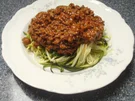 Zucchinispaghetti mit Bolognese - Rezept