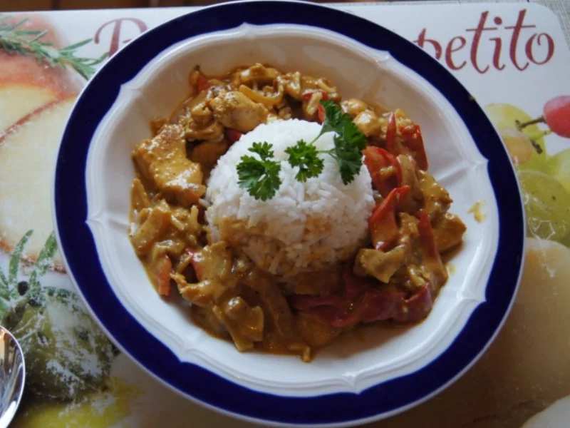 Curry-Putengeschnetzeltes mit Reis - Rezept