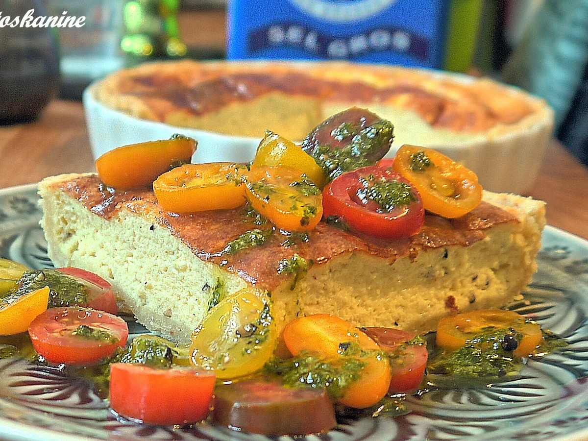 Parmesantarte mit bunten Tomaten und Basilikum-Zitronen-Öl - Rezept - Bild Nr. 2