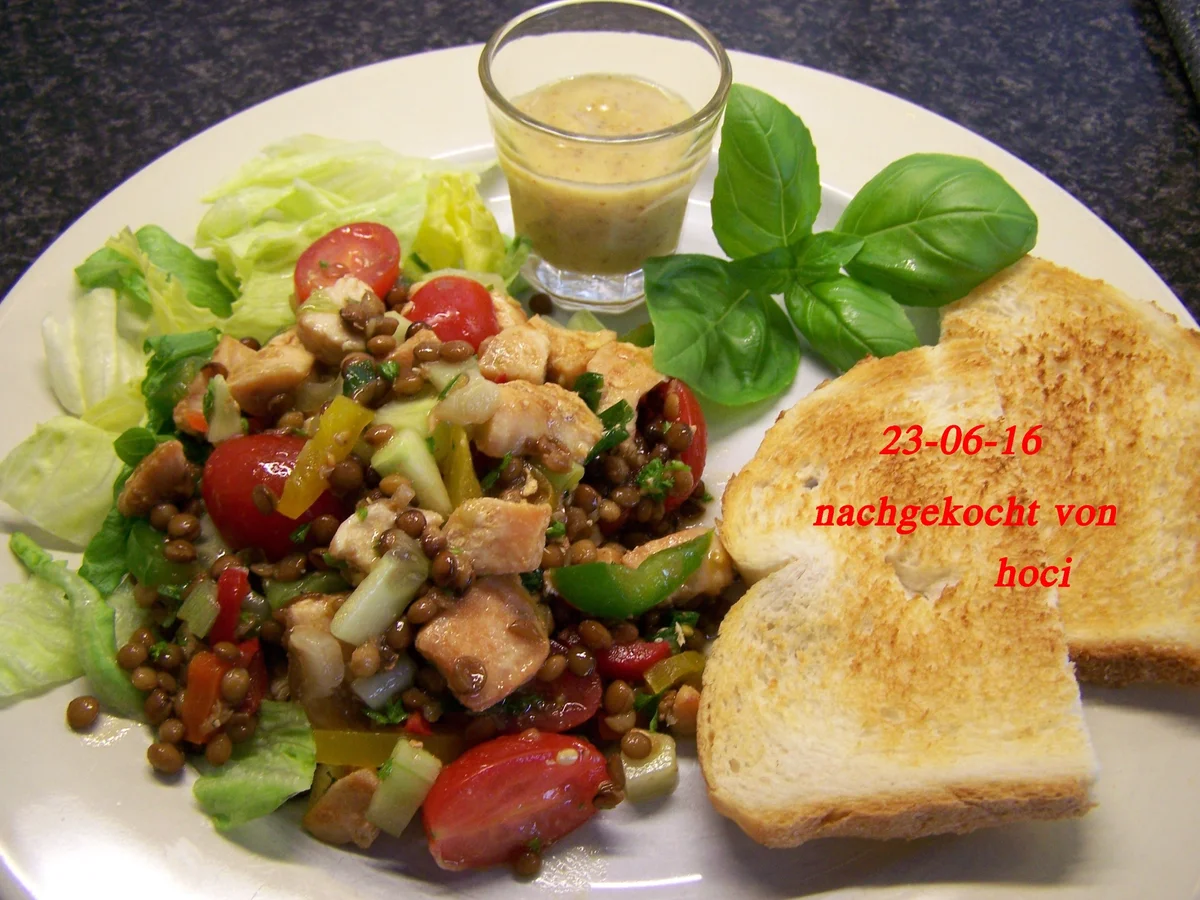 Rezept: Pikanter Linsensalat mit Hähnchenbrust Bild Nr. 12 Pikanter Linsensalat mit Hähnchenbrust - Rezept - Bild Nr. 12