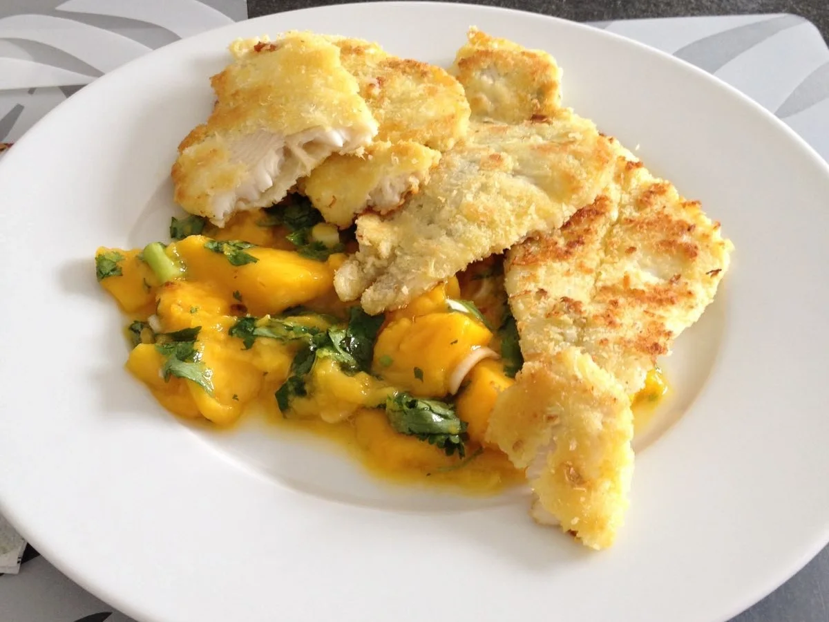 Goldbutt auf Mangosalat - Rezept