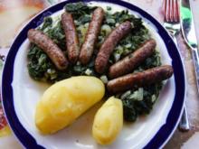 Rostbratwürstchen auf Blattspinat mit Pellkartoffeln - Rezept - Bild Nr. 63